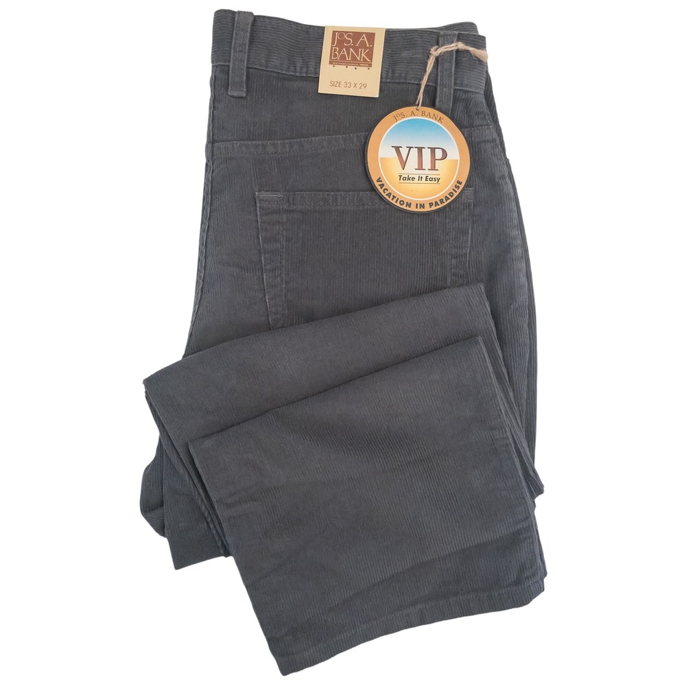 Jos. A. Bank Corduroy Pants Men 33x29 Grey Vacation In Paradise 100% Cotton